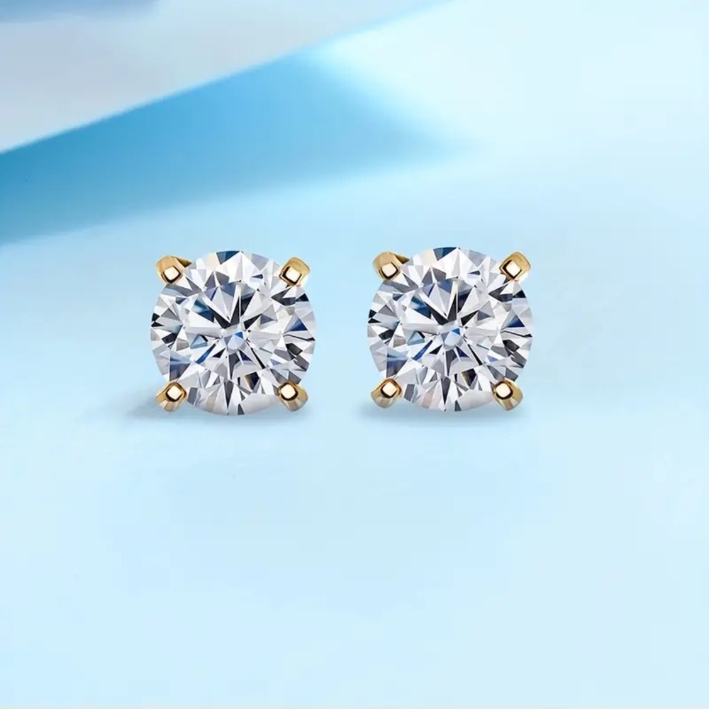 🔥CERTIFIED 2 CT DIAMOND EARRINGS 18k GOLD PLATED LAB CREATED MOISSANITE …